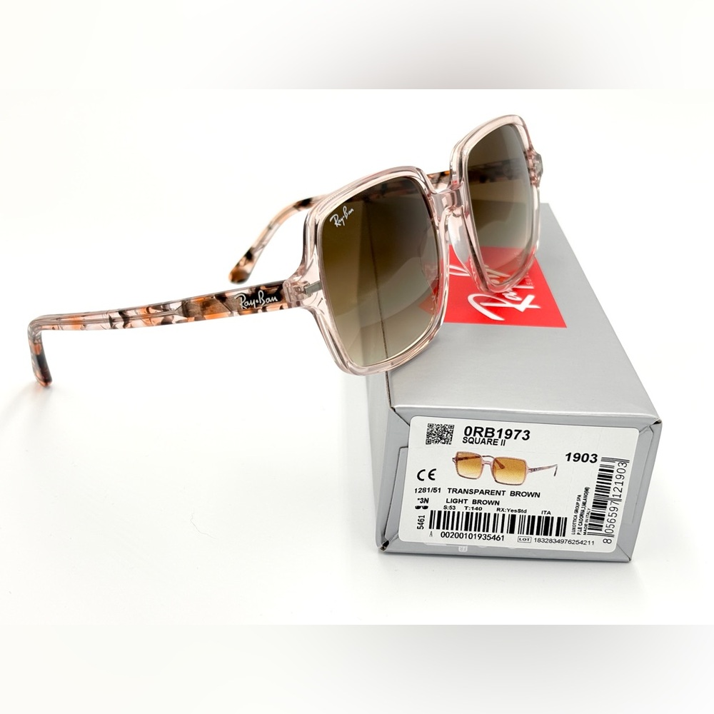 Ray-Ban 1281/51 Sunglasses transparent Brown Large Square Frame Rb1973 - Picture 8 of 12